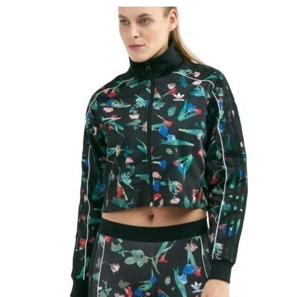 adidas Jackets & Coats Adidas Bellista Black Floral Track Jacket Poshmark